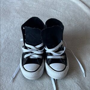 Classic Black and White Kids High-Top Sneakers